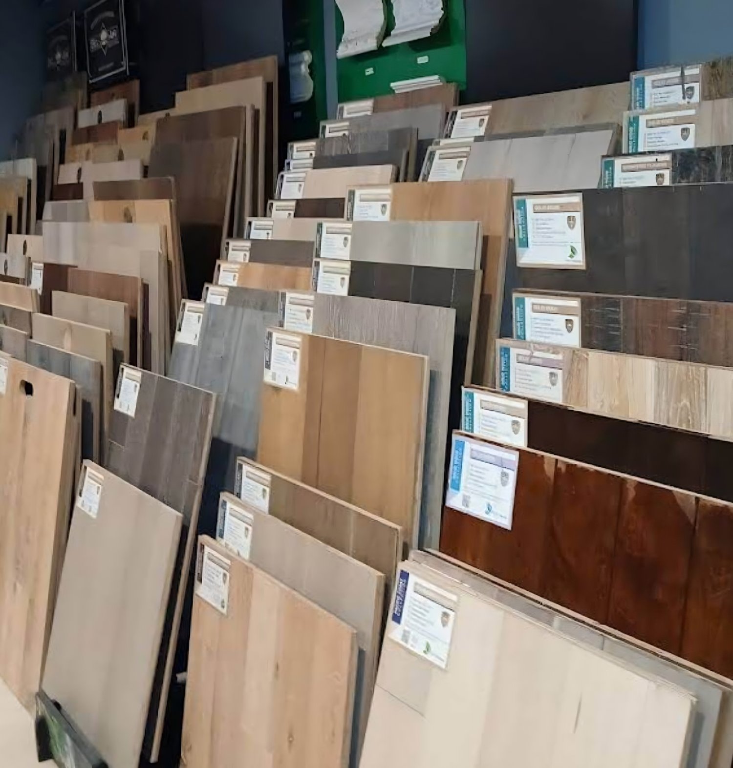 Shelf of assortment of floor samples